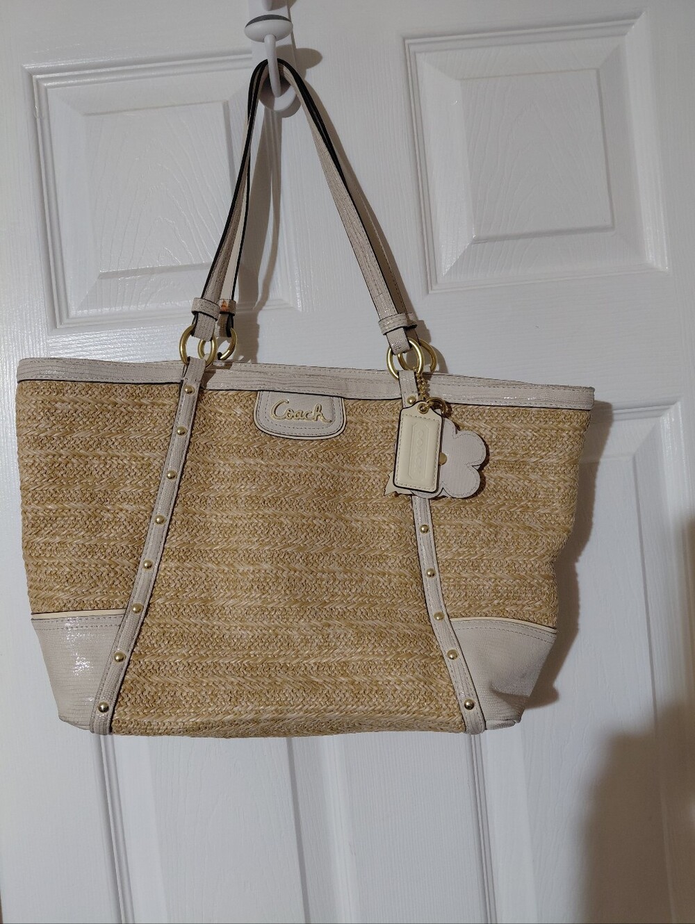 Gently Loved Certified Authentic Tan Coach Straw Tote